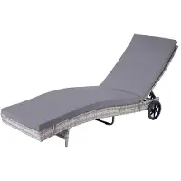 Mendler Sonnenliege MCW-D80, Gartenliege Relaxliege Liege, Poly-Rattan grau, Kissen dunkelgrau