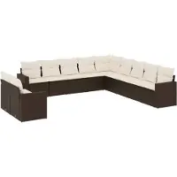 vidaXL 11-tlg. Garten-Sofagarnitur mit Kissen Braun Poly Rattan