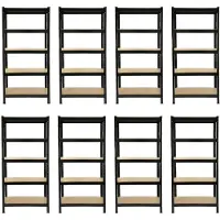 MonsterShop Monster Racking 8 x Schwarze Regaleinheit 5 Etagen Garage Lagerregal 75 x 150 x 30 cm