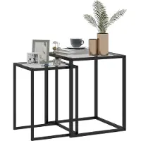 HOMCOM Beistelltisch Set-42L x 42B x 51H cm-Schwarz | Gr.: onesize