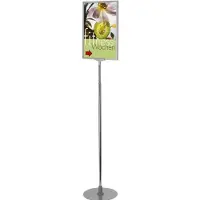 LMG Böttcher-AG Infoständer aus Aluminium, silber, A3, 143-213 cm höhenverstellbar, Hoch- oder Querformat, beidseitig