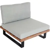 Mendler Lounge-Sessel MCW-H54, Garten-Sessel, Spun Poly Akazie Holz MVG- Aluminium hellbraun, Polster hellgrau