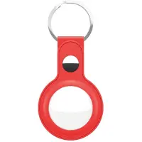 KEYBUDZ - Leather Keyring for AirTag (Color: Red)