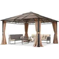 TOOLPORT Gartenpavillon 4x4 m wasserdicht ALU Deluxe Pavillon mit 4 Seitenteilen Hardtop Dach