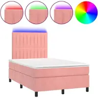 Syfax Boxspringbett mit Matratze & LED Rosa 120x200 cm Samt