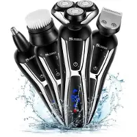 Hatteker Haarschneidemaschine Kit für Herren Bartschneider IPX7 Wasserdichte Haarschneider T-Klinge Professioneller USB Wiederaufladbar Gold