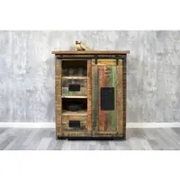 Sam Sideboard Kommode mit Holzrolltür Mango massiv vielfarbig 75 x 90 x 36 cm LIBRO