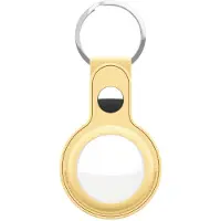 KEYBUDZ - Leather Keyring for AirTag (Color: Pastel Yellow)