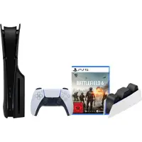 Sony PlayStation 5 Slim mit Laufwerk + Battlefield 6 + Schwarze Cover + Ladestation