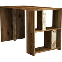 Dmora Schreibtisch Dpican, Mehrzweckschreibtisch, Bürotisch für PC, Eckschreibtisch, 120x60h75 cm, Nussbaum und Weißer Marmor