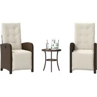 vidaXL 3-tlg. Bistro-Set mit Kissen Braun Poly Rattan