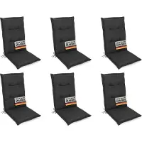 Gardissimo 6x PREMIUM Hochlehner Gartenstuhl Auflagen 8cm anthrazit