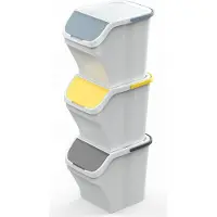 Gardissimo SORT 3er-Set Abfalleimer 25 Liter Mülleimer Mülltrenner Sortierer