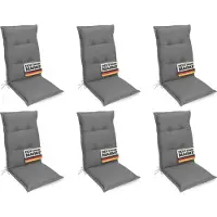 Gardissimo 6x PREMIUM Hochlehner Gartenstuhl Auflagen 120x50x8cm grau