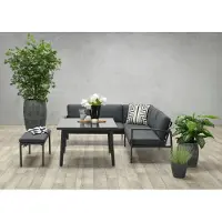 Garden Impressions Dining-Ecklounge "Petone" inkl. Ecksofa, Bank und Tisch schwarz / anthrazit