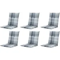 Gardissimo 6x C462 SYA Niederlehner Gartenstuhl Auflagen 8cm grau kariert