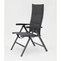 Bel Sol 2er-Set VICTORIA Alu-Klappsessel Gartenstuhl 6-fach verstellbar anthrazit