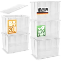 Gardissimo 5er-Set Aufbewahrungsbox Kunststoff Klarsichtbox Belüftung 20L