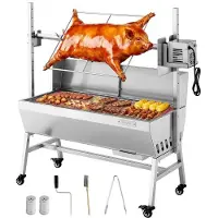 Vevor Drehspießgrill 38 W Spanferkelgrill Lammgrill Holzkohlegrill (94 cm Grilllänge) mit 60 kg Tragkraft &amp; 7-facher Höhenverstellung &amp; Schutzblech