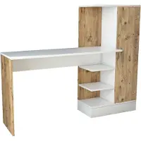 Dmora Schreibtisch Dfasolat, Mehrzweckschreibtisch, Bürotisch für PC, Eckschreibtisch, 152x40h120 cm, Eiche und Weiß