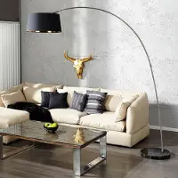 Licht-Erlebnisse Standleuchte 215 cm E27 Schwarz Chrom Stoff Metall Retro Stehlampe