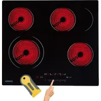 Arebos Glaskeramikkochfeld 59 cm | 6600 W, 4 Zonen, Dual & Bräterzone