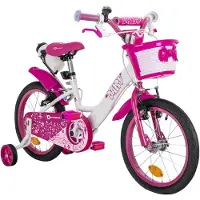 Actionbikes Motors Actionbikes Kinderfahrrad Daisy 16 Zoll | Kinder Fahrrad - V-Brake Bremsen - Kettenschutz - Fahrradständer - Stützräder - Mädchenfahrrad - 4-7 Jahre