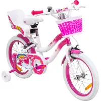 Actionbikes Motors Actionbikes Kinderfahrrad Unicorn 16 Zoll | Kinder Fahrrad - V-Brake Bremsen - Kettenschutz - Fahrradständer - Antirutschgriffe - 6-9 Jahre (Pink)