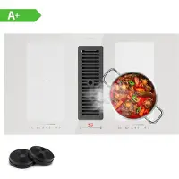 Klarstein 2-in-1 Kochfeld mit Dunstabzug Integriert, Induktionskochfeld mit Dunstabzug für Kücheninsel, Kochfeld mit Integriertem Dunstabzug 90cm, 391m³/h Luftstrom, Touch Control, +