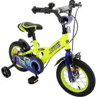 Actionbikes Motors Actionbikes Kinderfahrrad Turbo 12 Zoll | Kinder Fahrrad - V-Brake Bremsen - Kettenschutz - Jungenfahrrad - Junge - Stützräder - 2-5 Jahre (Gelb/Blau)