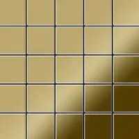 ALLOY Mosaik Fliese Massiv Metall Titan Hochglänzend Gold 1,6mm Stark Century-ti-gm 1 Paket mit 50 Matten 0,5 m2 Gold