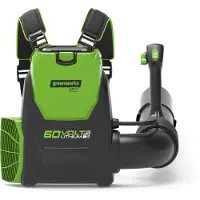 Greenworks GD60BPB, Backpack blower, Battery, 225 km/h, 15.3 m³/h, Black, Green, 3.75 kg