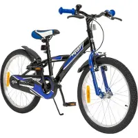 Actionbikes Motors Actionbikes Kinderfahrrad Wasp 20 Zoll | Kinder Fahrrad - V-Brake Bremsen - Kettenschutz - Fahrradständer - 6-9 Jahre (Schwarz/Blau)