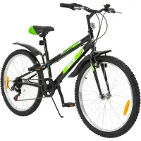 Actionbikes Motors Actionbikes Kinderfahrrad Arrow 24 Zoll | Kinder Fahrrad- V-Brake Bremsen - Kettenschutz - Fahrradständer - Handschaltung - 8-12 Jahre (Schwarz/Grün)