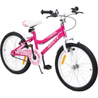 Actionbikes Motors Actionbikes Kinderfahrrad Butterfly 20 Zoll | Kinder & Jugend Fahrrad - V-Brake Bremsen - Kettenschutz - Fahrradständer - 6-9 Jahre (Pink/Weiß)