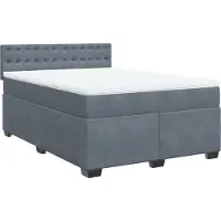 vidaXL Boxspringbett mit Matratze Dunkelgrau 160x200 cm Samt