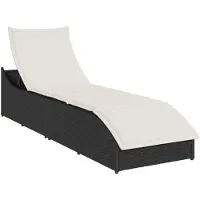 Syfax Klappliege mit Auflage und Stauraum Schwarz Poly-Rattan