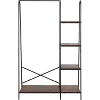 Merkloos Kleiderständer - braun - schwarz - 100x160x40 cm - mit Kleiderstange