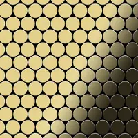 ALLOY Mosaik Fliese Massiv Metall Messing Gewalzt Gold 1,6mm Stark Dollar-bm 1 Paket mit 10 Matten 0,88 m2 Gold