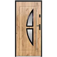 Vente-unique Außentür mit Edelstahlglas H 207 x B 100 cm in Eichenoptik - rechts nach innen öffnend - COVAS