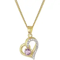 Trendor 21195 Herz-Anhänger Gold 333 Amethyst/Topas an vergoldeter Silberkette
