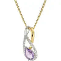 Trendor 21198 Damen Gold-Anhänger 333 Bicolor Amethyst mit vergoldeter Kette