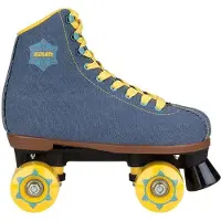 Nijdam Rollschuhe Retro Denim Rebel Größe 38, Blau/Gelb
