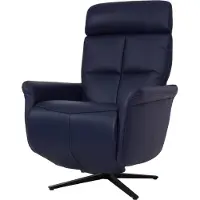 Mendler Relaxsessel HWC-L10, Design Fernsehsessel TV-Sessel Liegesessel, Liegefunktion drehbar, Voll-Leder blau