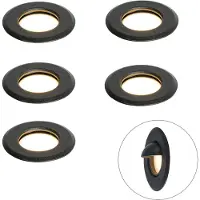 QAZQA Set mit 5 modernen Einbaustrahlern schwarz inkl. LED IP67 - Linsey