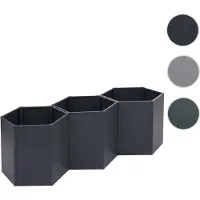 Mendler 3er-Set Hochbeet HWC-P64, Metallhochbeet Gemüse-/Pflanzbeet Blumenkasten Pflanzkübel Stahl 77x264x100cm anthrazit