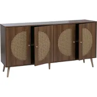 Mendler Sideboard MCW-P49, Schrank Kommode mit Türen Anrichte Staufächer, Poly-Rattanfront MDF Melamin 80x160x40cm braun