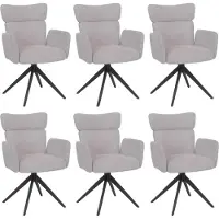 MCW 6er-Set Esszimmerstuhl MCW-N11, Stuhl, drehbar Auto-Return Stoff Bouclé 350g/m² hellgrau, Beine dunkelgrau