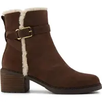 Toms Hailey Schnallenleder Damen Stiefel in Eichenbraun mit Absatz