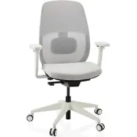 Hjh OFFICE Profi Bürostuhl Skandis Ergonomischer Schreibtischstuhl mit Armlehnen (höhenverstellbar) Stoff / Netzstoff Grau Drehstuhl für Büro, Zuhause